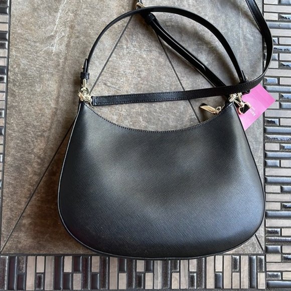 Kate Spade Staci Saffiano Leather Shoulder Bag Black - Picture 2 of 16